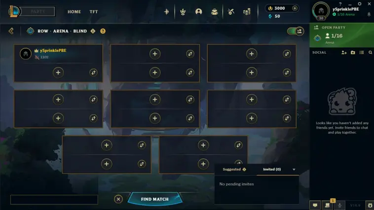 league of legends arena mode lobby client