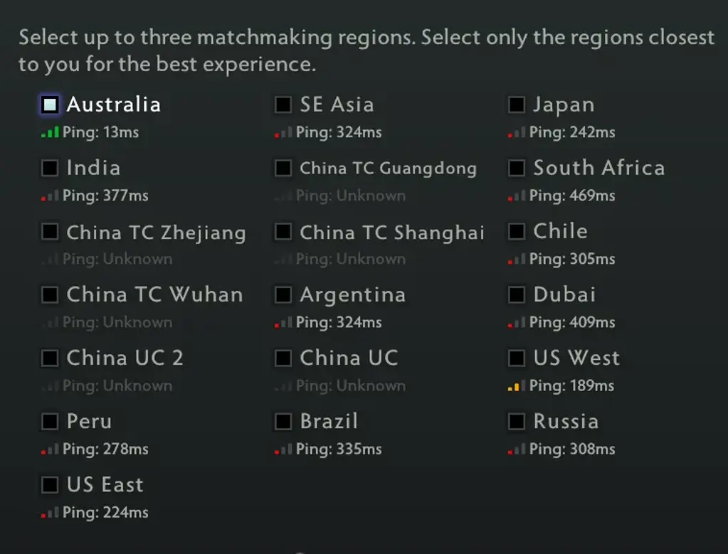 dota 2 server selection best ping