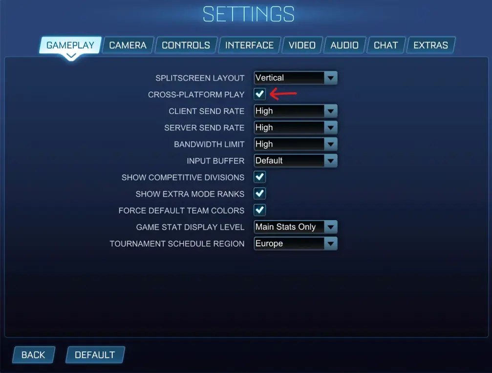 how to enable cross play in rocket league cross platform